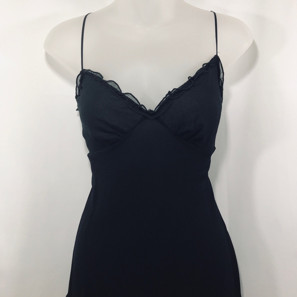 Betsey Johnson Black Asymmetrical Silk Tier Dress - Picture 2 of 10